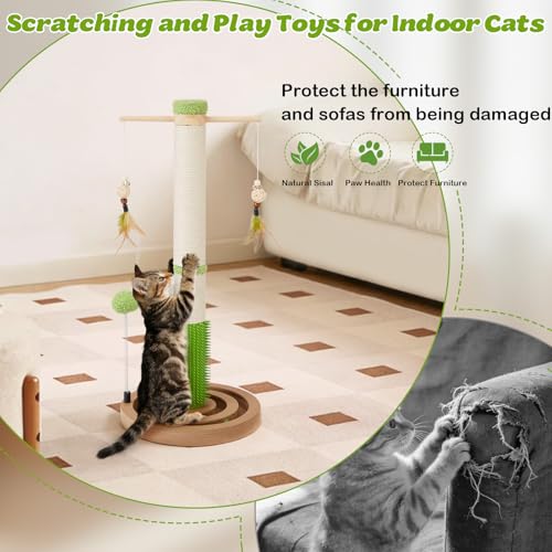 25.79" Cat Scratching Post Tower for Kittens, Sisal Small Cat Scratch Post - size: 25.79 Inch Tall
