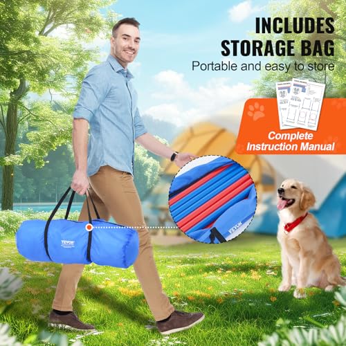 VEVOR Dog Agility Training Equipment, Dog Agility Course Backyard Set with Adjustable High Hurdles,Weave Poles,Jump Ring,Square Pause Box,Whistle,Foldable Bowl, Obstacle Course Kit with Storage Bag - size: 6 Pcs Set