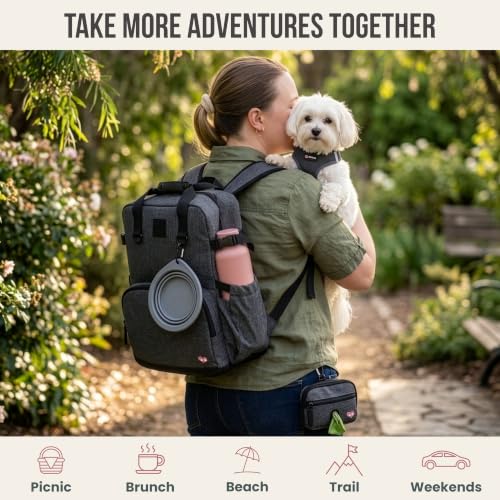 Dog Day Out Bag, Dog Diaper Bag & Backpack for Supplies, Fresh-Food Cooler