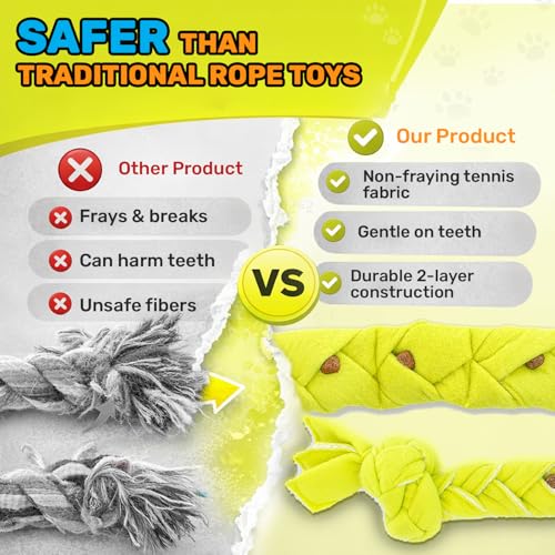 GURU Pet Squeaking Tennis Snuffle Rope Dog Toy with Braided Design - Snuffle Rope for Durable Play - Interactive Dog Toy with Squeakers & Treat Hiding for Stimulation - Dog Snuffle Toy for Active Pets - style: Small
