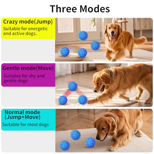 2-in-1 Interactive Dog Ball Toy for Aggressive Chewers, Automatic Moving & Bouncing E-TPU Dog Ball, 3 Modes Smart Pet Toy with Motion Sensor
