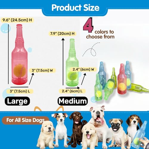 Dog Toy Tennis Ball in Squeaky Bottle (Red, Medium) - color: Red, size: Medium