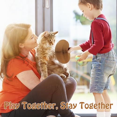 Interactive Cat Toy & Cardboard Cat Scratcher, Round Single-Layer Track