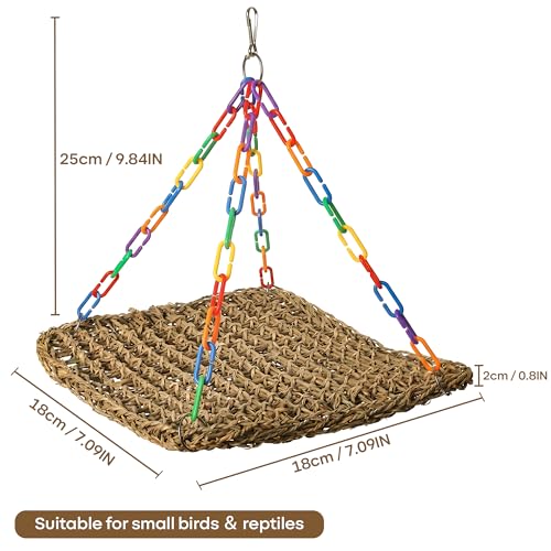 Natural Grass Bird Hammock, Climbing Perch for Pets