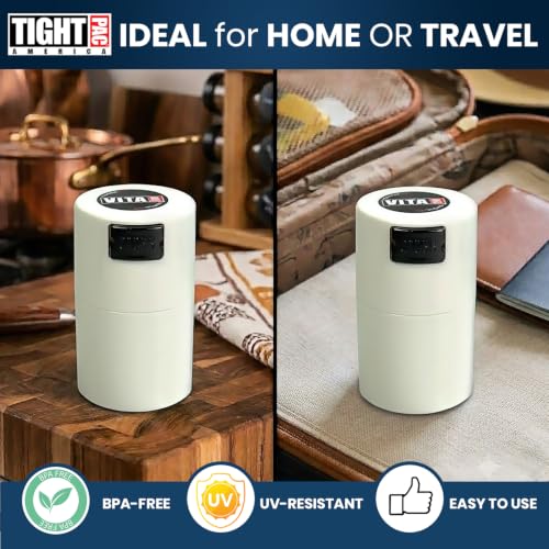 Vitavac 5g to 20g Airtight Vacuum Seal Portable Container, White - color: White