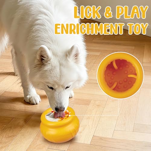 Wobbly Dog Enrichment Lick Toy, Stuffable Frozen Lick Bowl to Keep Dogs Busy, Long-Lasting Interactive Treat Dispensing Dog Toy, Silicone Fetch Catch Chew Toy(Orange,S) - color: Orange, size: S