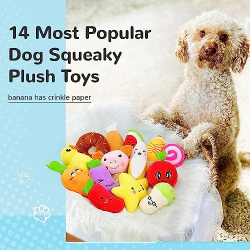 LEGEND SANDY Dog Squeaky Toys, Plush Small Dog Toys for Dogs, Stuffed with Squeakers,14 pcs Puppy Toys with a Carrying Bag for Small Medium Size - color: 14 Pack Multicolor Animals