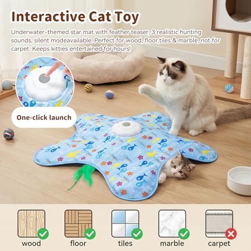 Interactive Touch Activated Hide and Seek Cat Toys for Indoor Cats, Green - color: Green