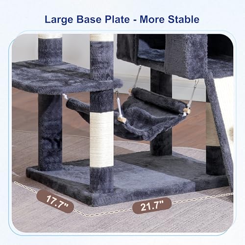 Gitelsnour Cat Tree, 71'' Tower for Large Cat with Scratching Post, GCT032G - color: Smoky gray, size: 71 inches