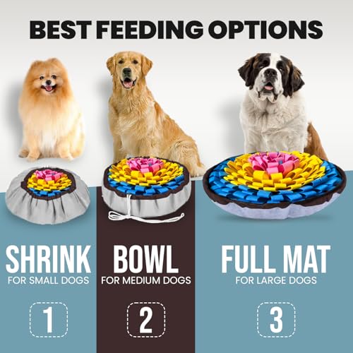PET ARENA Adjustable Snuffle Mat Dog Puzzle Toy for Slow Feeding - color: Pink Yellow Blue