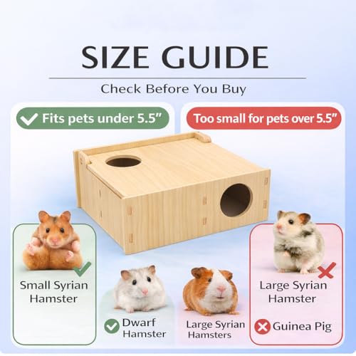 Wooden Hamster Tunnel Maze with Observation Skylight – Secret Peep Shed & Explore Hideout, Chewable Non-Toxic Enrichment Toy & Activity Center for Dwarf Hamsters & Young Syrians