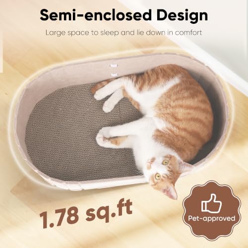 FUKUMARU Cat Scratcher, 24 Inch Sofa Shape Cat Scratching Bed Couch Indoor - color: Beige