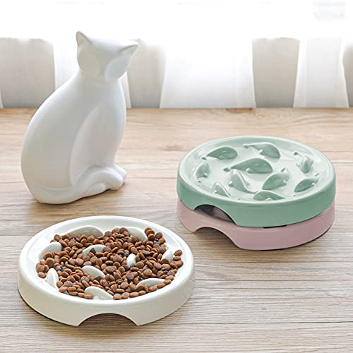 Slow Feeder Bowl for Cats and Small Dogs,Cilkus Fish Pool Design, Fun Interactive Bloat Stop Puzzle Feeder Bowl Healthy Eating Diet Made of Melamine Food Grade Material Dishwasher Safe (Pink) - color: Pink