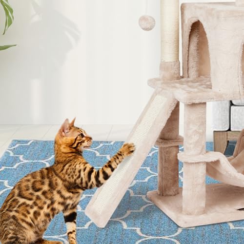 Cut Cat Tree Cat Tower Condo with Hammock Kittens Scratching Post Beige - color: Beige