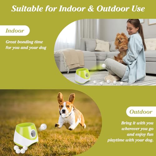 Automatic Dog Ball Launcher, Dog Ball Thrower with 3 Launching Distance - size: 20-46ft
