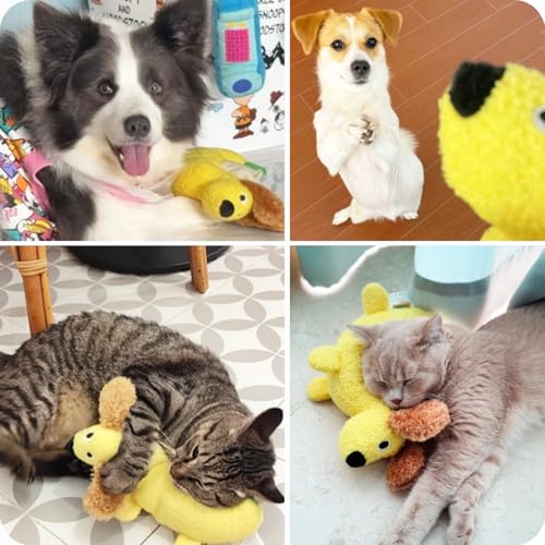 Plush Banana Dog Squeaky Toys, Stuffed Dog Chew Toys for All Breeds - color: Banana Dog