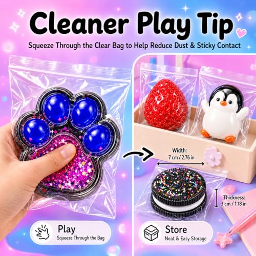4PCS Cute Squishy Toys Set Strawberry Cookie Penguin Hamster Mochi Fidget Sensory Toy for Stress Relief Anxiety Calming Washable Desk Accessories Party Favors Gifts for Kids Adults