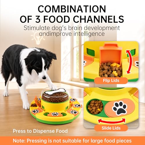 Dog Puzzle Toy 2 Levels, Slow Feeder, Pup Food Treat Feeding Dispenser for IQ Training and Entertainment for All Breeds,Green with Pattern - color: Green with Pattern