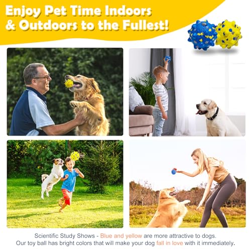 4PCS Tennis Balls for Dogs, Indestructible Durable Bouncy Toy Balls, Medium