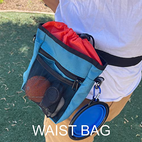 Jalousie Dog Training Pouch with Training Clicker and Water Bowl - 5 Ways to Wear - Carry Toys, Treats for Positive Reinforcement - Built-in Poop Bag Dispenser (Teal) - color: Teal
