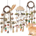Bissap 3 PCS Rabbit Chew Toy, Bunny Cage Hanging Chew Toys Treats Rattan Ring with Snacks Water Grass Wooden Block Carrot for Guinea Pigs Chinchillas Hamsters Rats and Other Small Pets Teeth Grinding - size: 3 PCS
