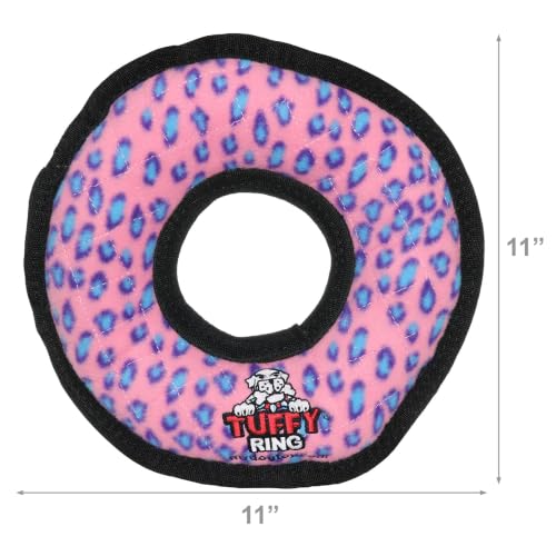 TUFFY® Ultimate Ring Ultra Durable Plush Dog Toy - color: Pink Leopard Ring