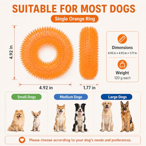 Squeaky Dog Toys for Aggressive Chewers, Floating Donut Ring for Large Dogs - color: Crystal Orange