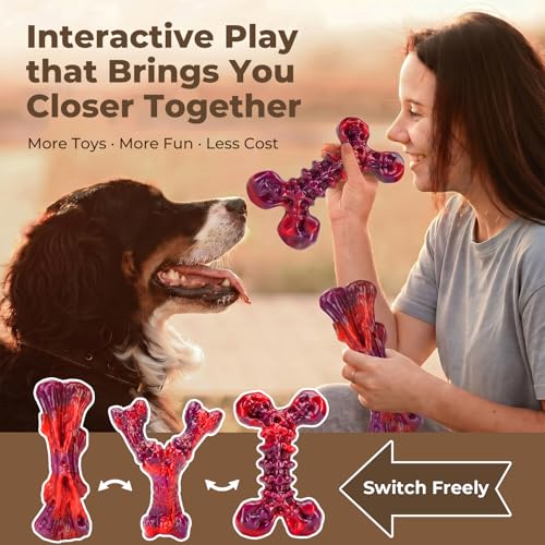 Kseroo 3-Pack Beef Flavored Dog Chew Toys for Aggressive Chewers, Red-XL - color: 3PC-Beef-Red