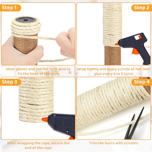 White Sisal Rope for Cat Tree and Scratching Post 5mm 1/5 Inch, 100 Feet - color: White Φ5mm/0.2inch, size: 100FT