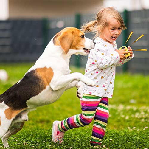 Sumind 9 Pcs Latex Squeaky Dog Toys 2.76 inch Soccer Ball Interactive Fetch Toys Soft Football Puppy Chew Balls for Small Medium and Large Dogs(Yellow, Blue, Green) - color: Yellow, Blue, Green