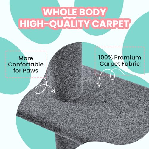 Max & Marlow 95-108" Floor to Ceiling Cat Tree for Indoor Cats, Light Grey - color: Light Grey