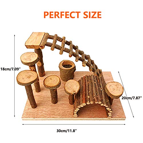 Wooden Hamster Bridge, Small Animals Climbing Ladder Activity Set Platform Ramps Playground Toys for Mouse Gerbil Rat Sugar Glider Dwarf Syrian Hamster - style: Platform of climbing ladder and bridge