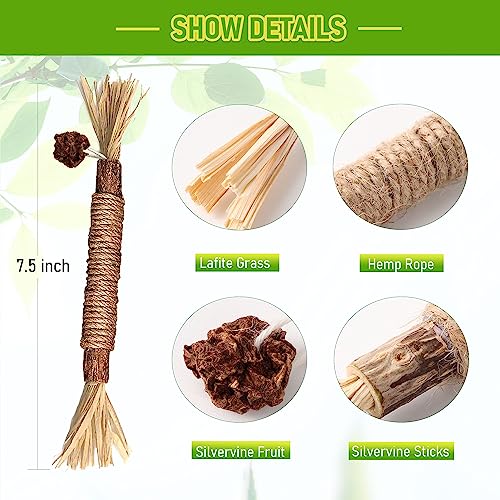 BAWAN Silvervine Sticks Cat Chew Toys for Indoor Cats Dental Care Teeth Cleaning, Natural Kitten & Cat Teething Toys for Health, Cat Chew Stick Suitable for All Breeds of Aggressive Chewers Cat - size: 5PCS