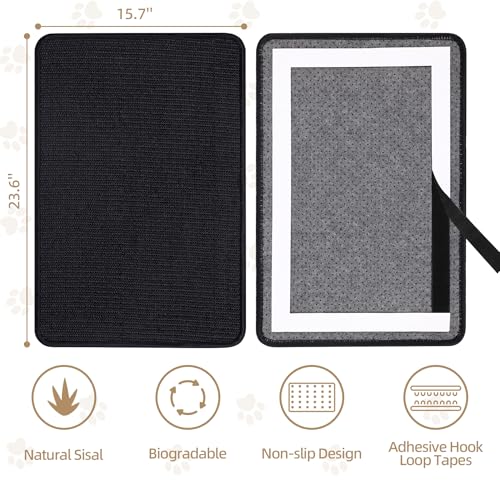 Cat Scratch Furniture Protector Pad Sisal Mat for Couch Scratching Board - color: Black