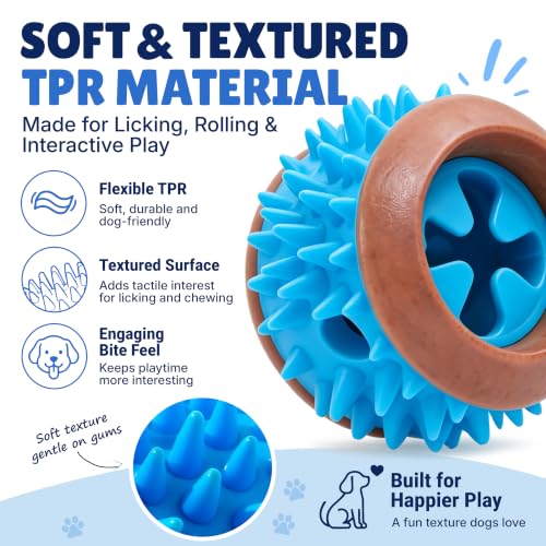 Dog Treat Ball, Treat Dispensing Puzzle Toy, 3 Inch, Blue - color: Blue