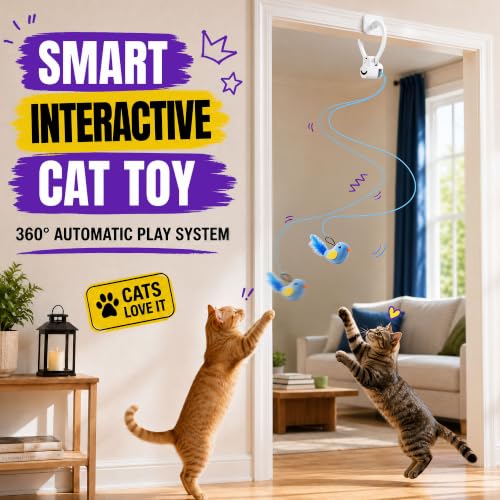 Interactive Cat Toys for Indoor Cats, Clip-On Automatic Flying Bird - color: White