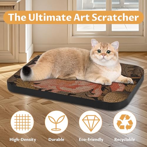 2 Pack Cat Wall Scratcher, Art Cat Scratching Board for Cats - color: Hummingbird & Flower