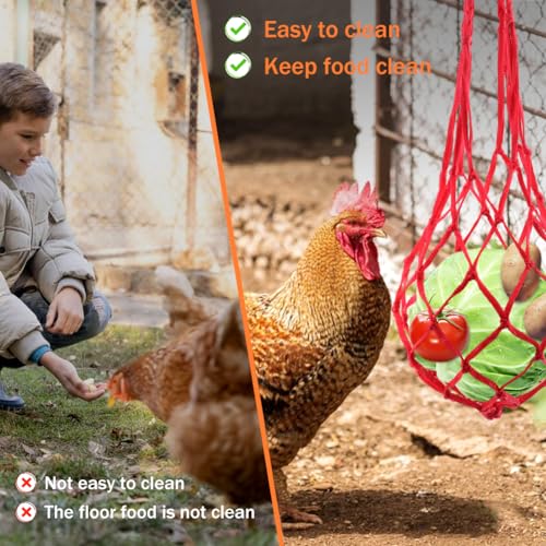 4 Pack Chicken Vegetable Hanging Feeder Mesh Veggie Holder Bags