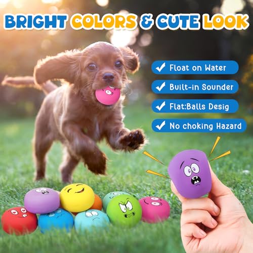 Hungdao 10 Pcs Soft Latex Squeaky Balls for Small Dogs, Dog