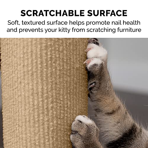 Furhaven Wrap Around Scratching Post Cover for Indoor Cats, Fits Posts Up to 3.5" Diameter, Durable & Less Mess - Tiger Tough Carpet Scratch Mat - Cream, Medium - color: Scratch Post Cover - Cream, size: Medium