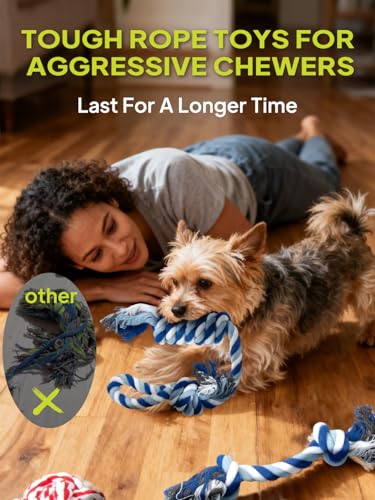 TwoEar Dog Rope Toy 9 Pack - Puppy Teething Toys for Small Medium Breed - color: Blue, size: Mini/Small