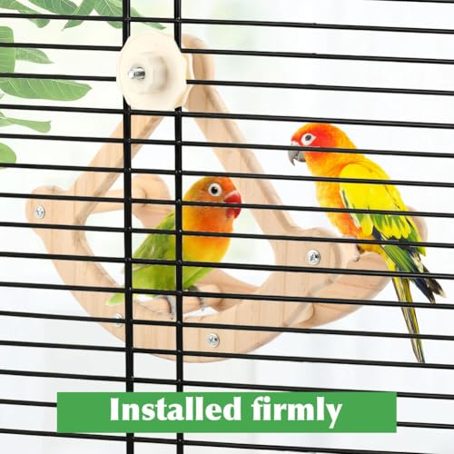 Bird Perch Toy, Wooden Interactive Rocking Parakeet Toys and Perches