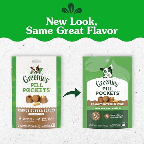 Greenies Pill Pockets Large Size Dog Treats, Peanut Butter, 7.9 oz - size: 30 Count (Pack of 1)