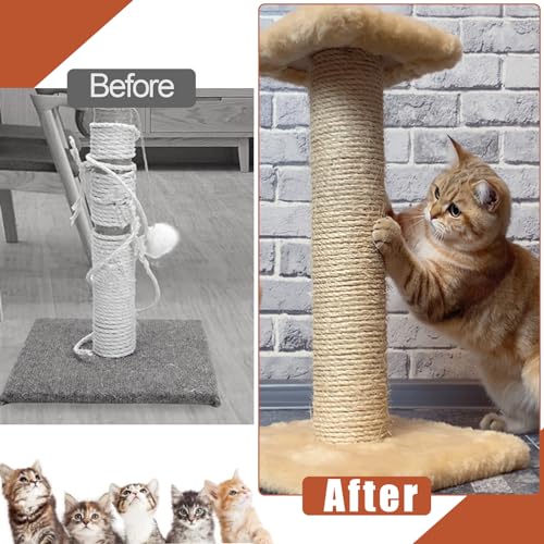 6mm Natural Sisal Rope for Cat Scratching Posts - size: 50M