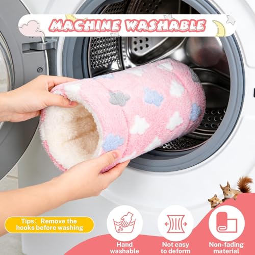 RAINFLOW Pink Hamster Tunnel - Soft Rabbit Tunnel for Playing & Resting
