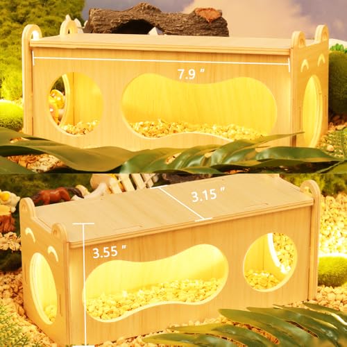 2pcs Smiley Hamster Tunnel – Natural Solid Wood Hideout for Small Pets | Cozy Chew-Safe Enrichment Toy for Hamsters, Gerbils & Mice