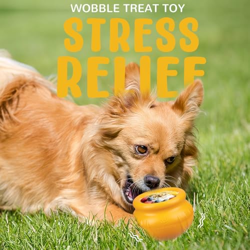 Wobbly Dog Enrichment Lick Toy, Stuffable Frozen Lick Bowl to Keep Dogs Busy, Long-Lasting Interactive Treat Dispensing Dog Toy, Silicone Fetch Catch Chew Toy(Orange,M) - color: Orange, size: M