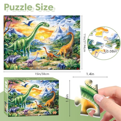 100 Piece Puzzles for Kids Ages 4-6 6-8 8-10 Year Old - color: Dinosaurs