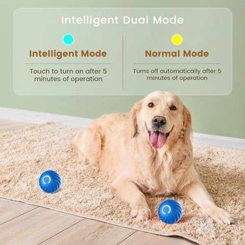 Interactive Dog Toys,Durable Active Wicked Ball,Automatic Moving Bouncing Rotating Ball for Puppy/Small/Medium Dogs,USB Rechargeable,Fun and Engaging Gift,Blue