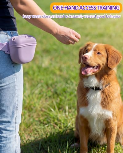 2-Pack Dog Treat Pouch with 2 Clickers, Silicone, Magnetic, Extra-Long Belt